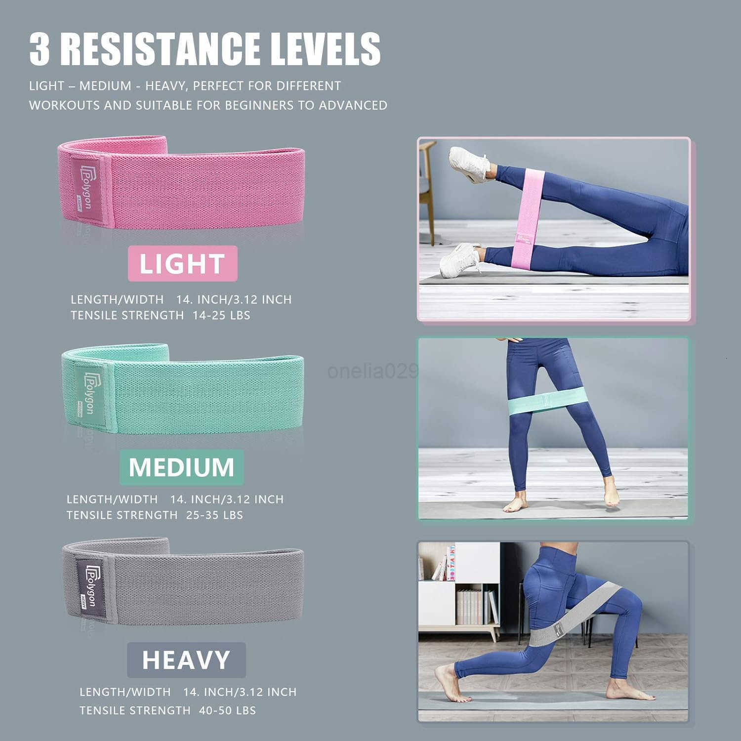 Resistance Bands for Working Out NonSlip Fabric Booty Bands for Women and Men Exercise Bands for Legs and Butt Glute Hip Workout Pilates Home Fitness 