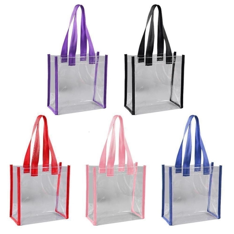 Transparent Pvc Clear Tote Bag Large Capacity Car Sewn Plastic Cosmetics Shopping Bag Jelly Bag Gift Bag Can250911