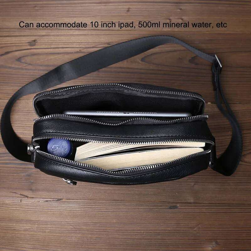 JLFGPJ News Genuine Men's Vertical Shoulder Top Layer Leather New Solid Color Casual And Versatile Messenger Bag