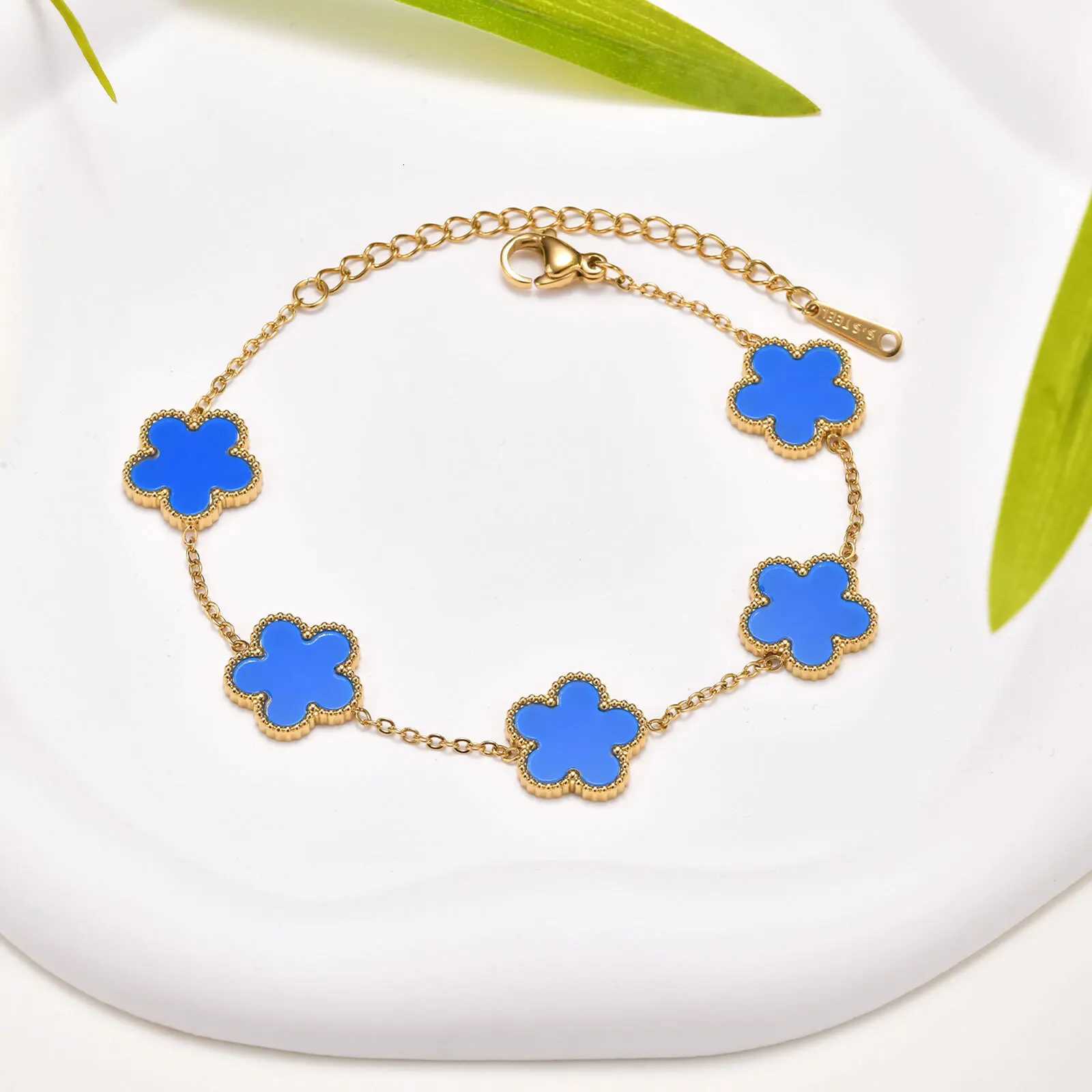 For Vnox Wan Stainl Steel Bracelet Colorf Cute Fashion Hand Five Flower Lucky Jewelry Accories Gift To Her S250913 FHJN