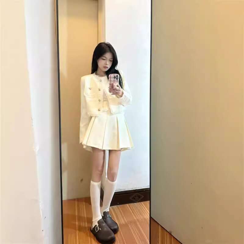 DHEssentials French Style Little Chanel Coat and Skirt Autumn Winter Rich Lady Elegant Socialite Petite Top Two-Piece Set for Women