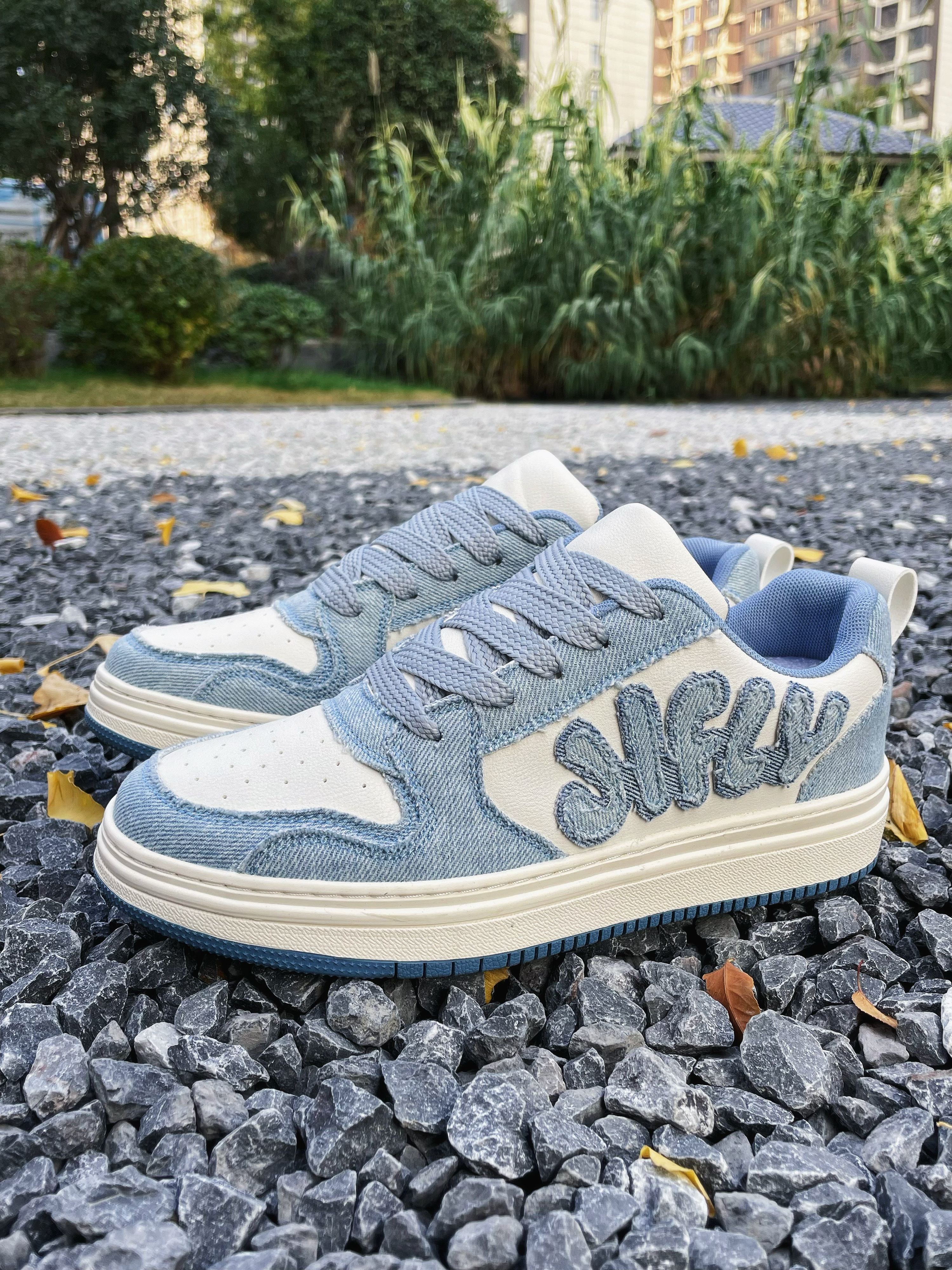 Jifffly Designer Denim Bread for Men Spring New Height-Increasing Sneakers Couple Style Casual Trendy Shoes