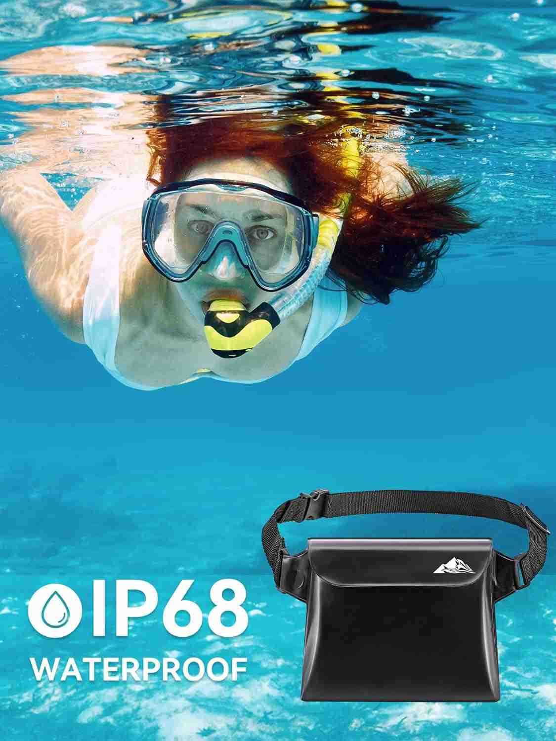 234 Pack Waterproof Pouch with Waist Strap Screen Touchable Dry Bag with Adjustable Belt for Phone Valuables for Kayaking Swimming Snorkeling Boating 