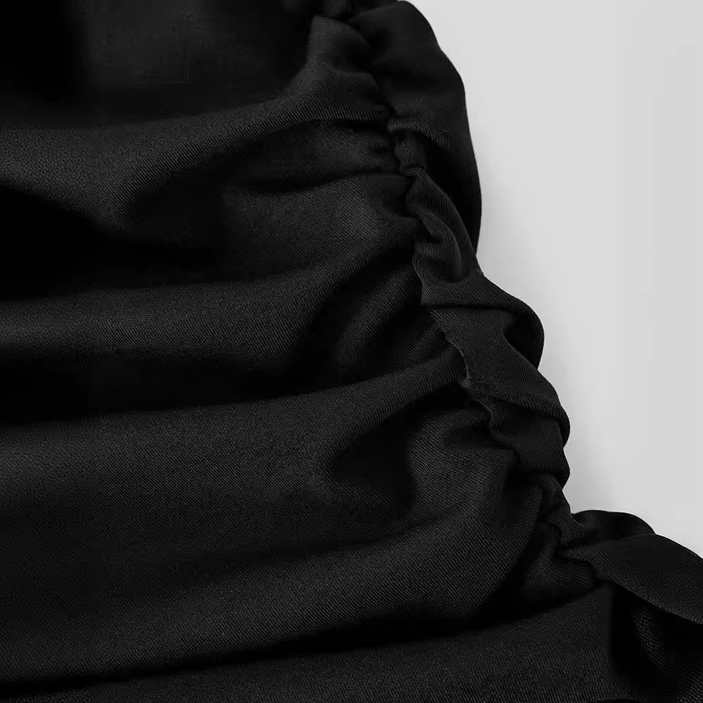 X3326 New slim-fit niche simple solid color round neck pleated sleeveless knitted dress