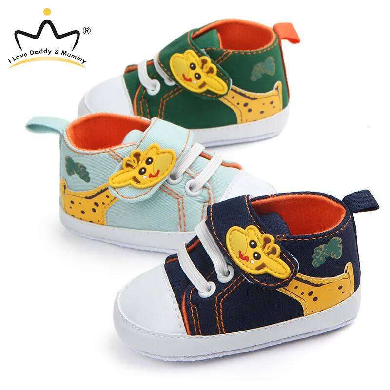 Cute Giraffe Baby Anti-slip Soft Sole Canvas Sneaker Shoes for Infant Boy Girl Cartoon Toddler First Walkers