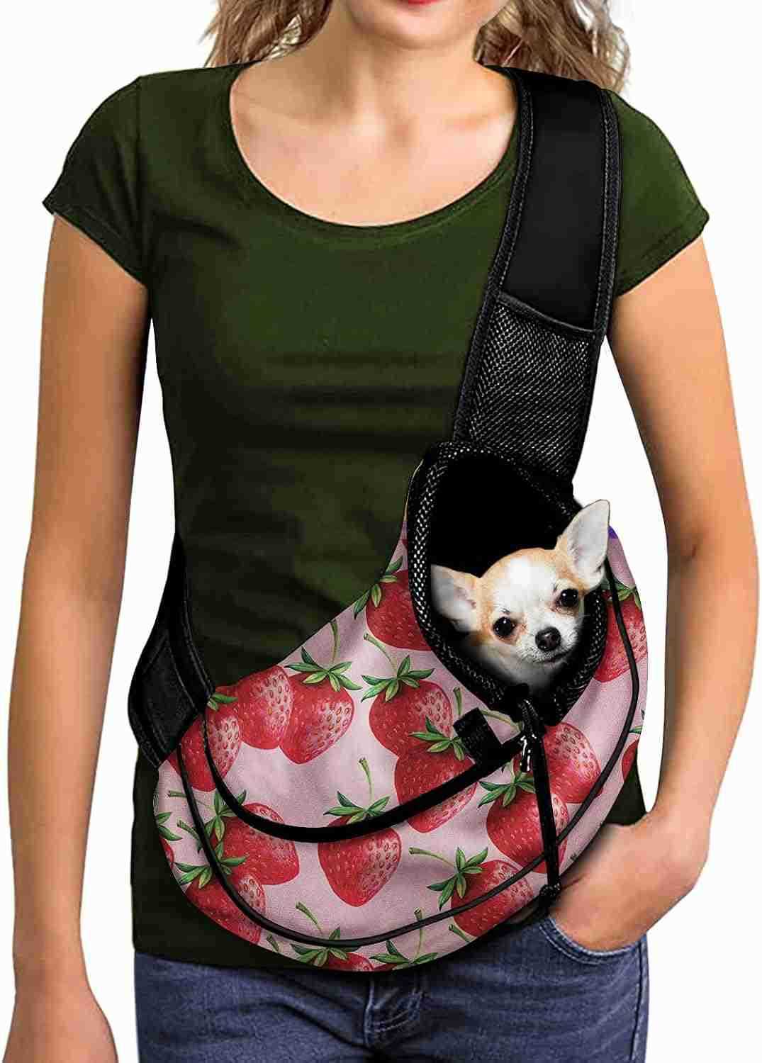 Mandala Flowers Pet Dog Sling Carrier Colorful Puppy Sling Bag Small Cats Sling Boho Style Adjustable Strap Breathable Mesh Pet Carrier Front Pack for