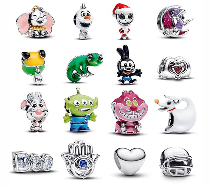 925 Silver Beads Anime Little Character Love Three-eyed Monster Devil Palm DIY Bracelet