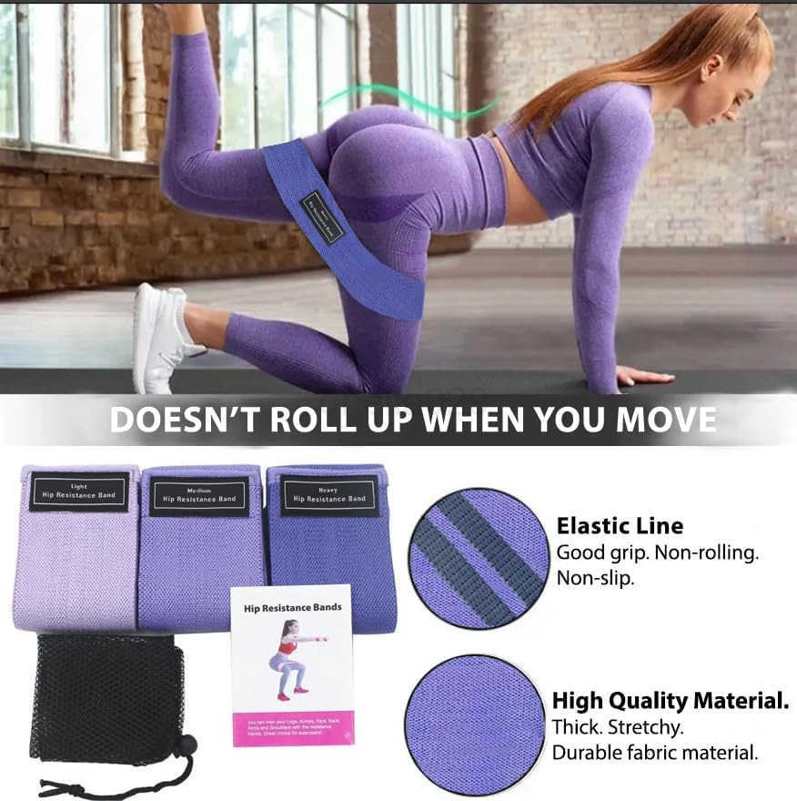 Moss Performance Premium Fabric Resistance Bands Set 3 Workout Band Levels for Strength Training Pilates Yoga Physical Therapy Home Exercise More W250