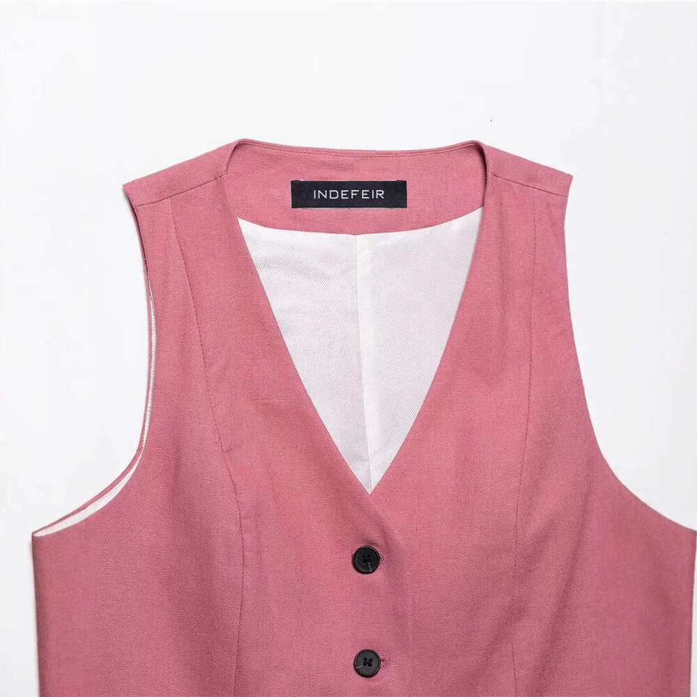 DHEssentials Spring New Set Pink Vest Top Shorts High Waist Design Sense Little Chanel Style Versatile Elegant