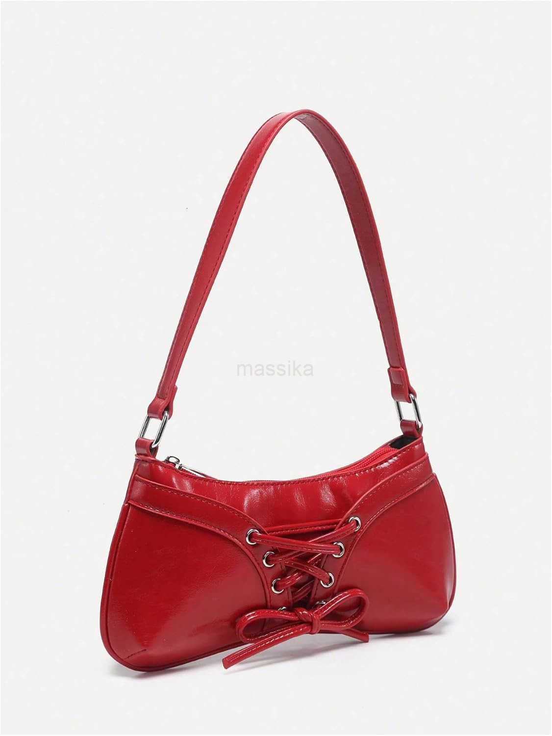 Womens Y2K Coquette Bow Tie Vintage Shoulder Bags Lace PU Leather Kawaii Purse Handbag M250912