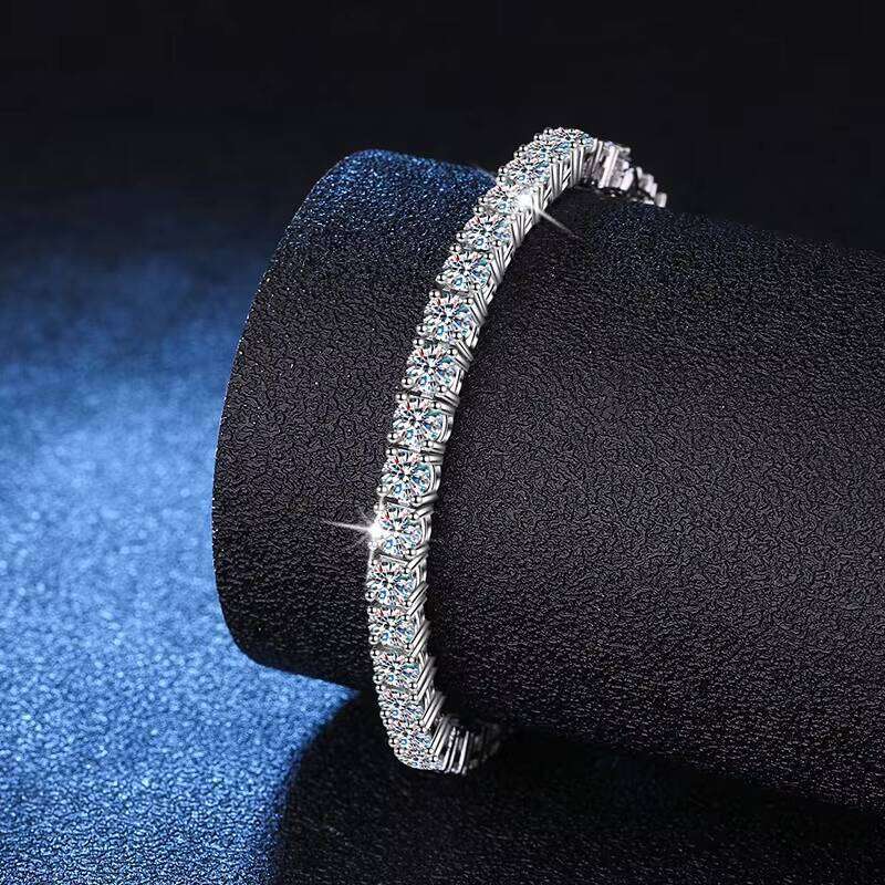Trendy Moissnaite Jewelry Sterling Sier 5mm Dia Moissanite Tennis Bracelet