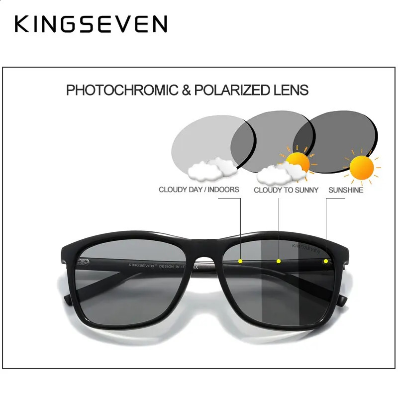 KINGSEVEN Aluminum Sunglasses Men Polarized Pochromic Sun Glasses Womens Accessories Outdoor Sports Eyewear UV400 250912