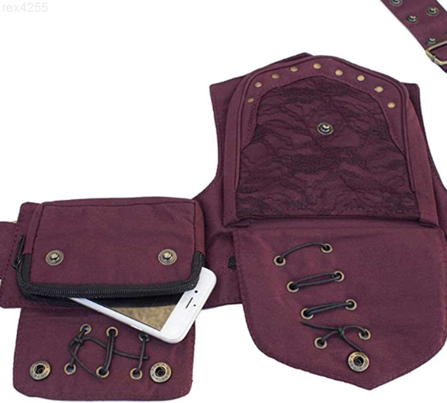 Women Waist Bag Fanny Bag Renaissance Faire Festival Chest Pack with Adjustable Belt Fashion Hip Bum Bag for Running Hiking 00BlackW250912