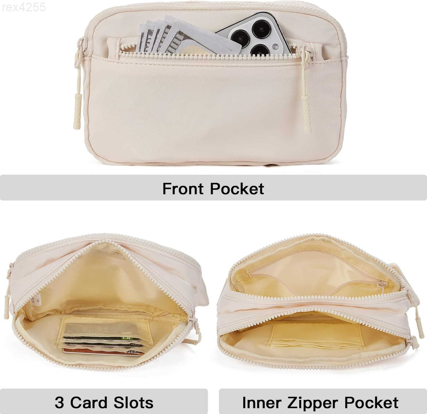 Fanny Packs for Women Men Fashionable Cross Body Belt Bag with Adjustable Straps BeigeW250912