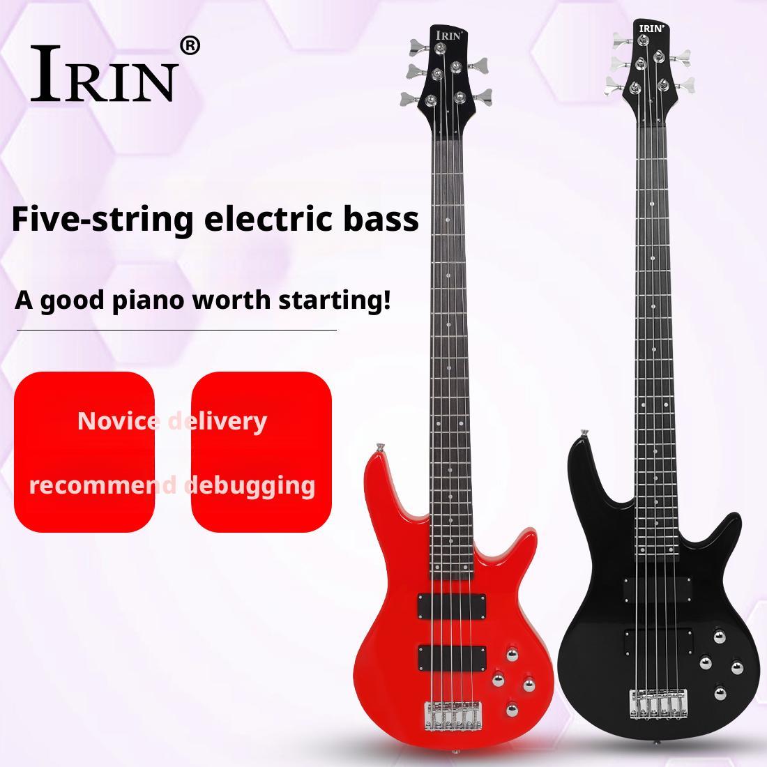 Bass Electric IRIN Black Classic Electric Bass Guitar with Maple Wood Body - Suitable for Beginners & Music Lovers