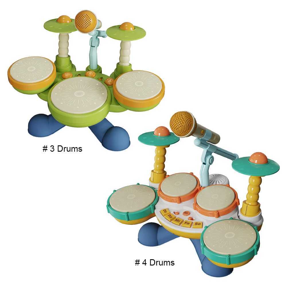 Baby Musical Toys Multifunctional Drum Set BPA Free Montessori Learning Toys Jazz Drum Toys Set with Microphone for Boys Girls C250912