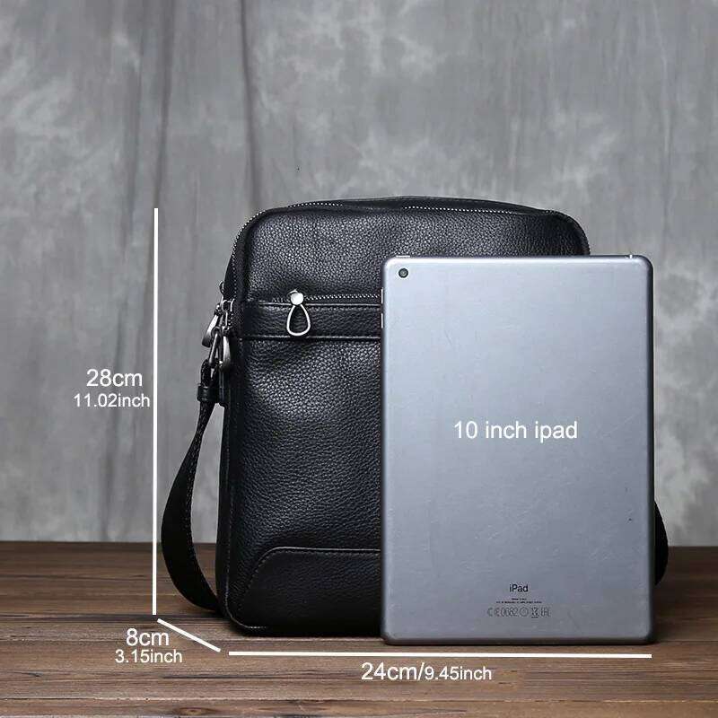 JLFGPJ News Genuine Men's Vertical Shoulder Top Layer Leather New Solid Color Casual And Versatile Messenger Bag