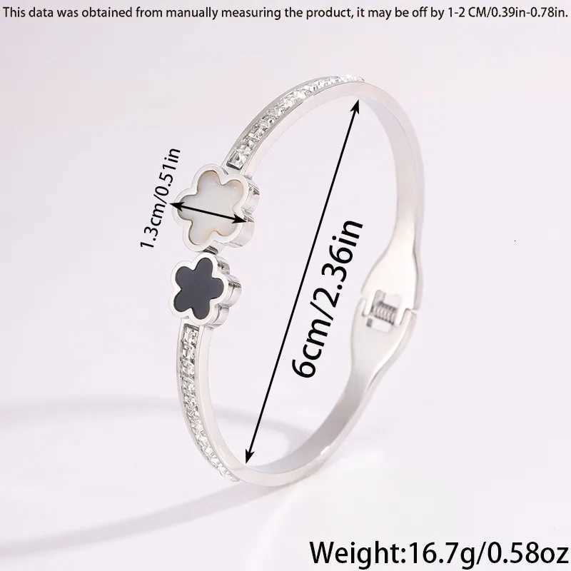 GoldSilver Stainl Steel Double Flower Plum Bloss Open Bangle Temperament for Wan Girl Hip Hop Party Jewelry Gift S250912