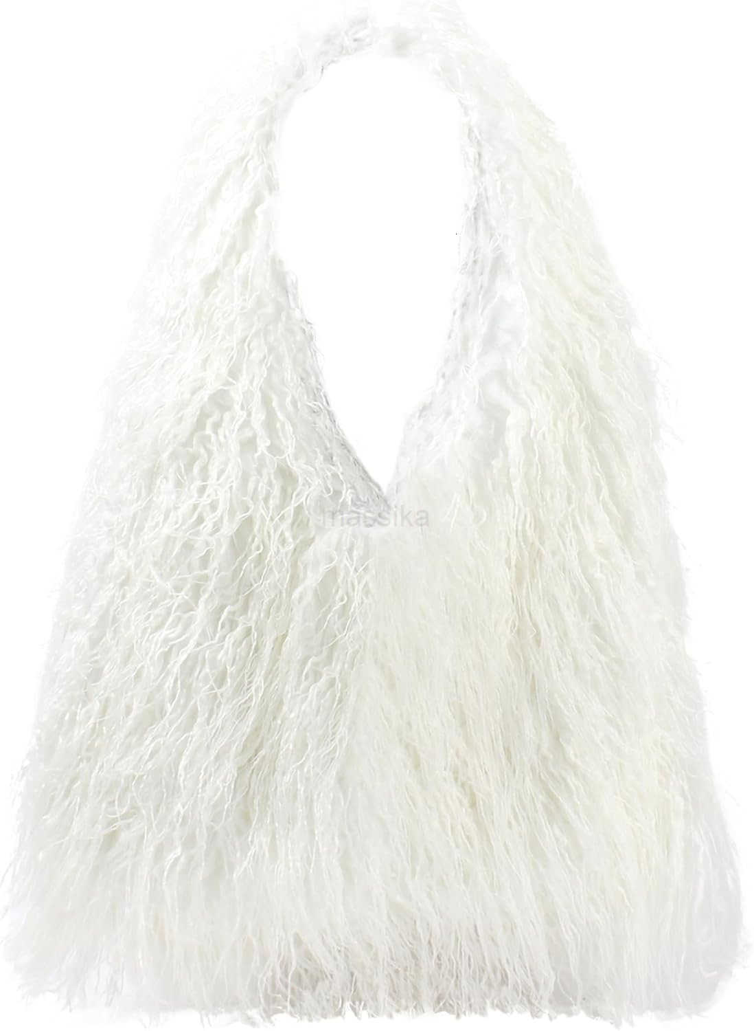 Women Faux Fur Tote Bag Fluffy Plush Shoulder Bags Soft Casual Hobo Bag Big Capacity Shopping Bag M250912