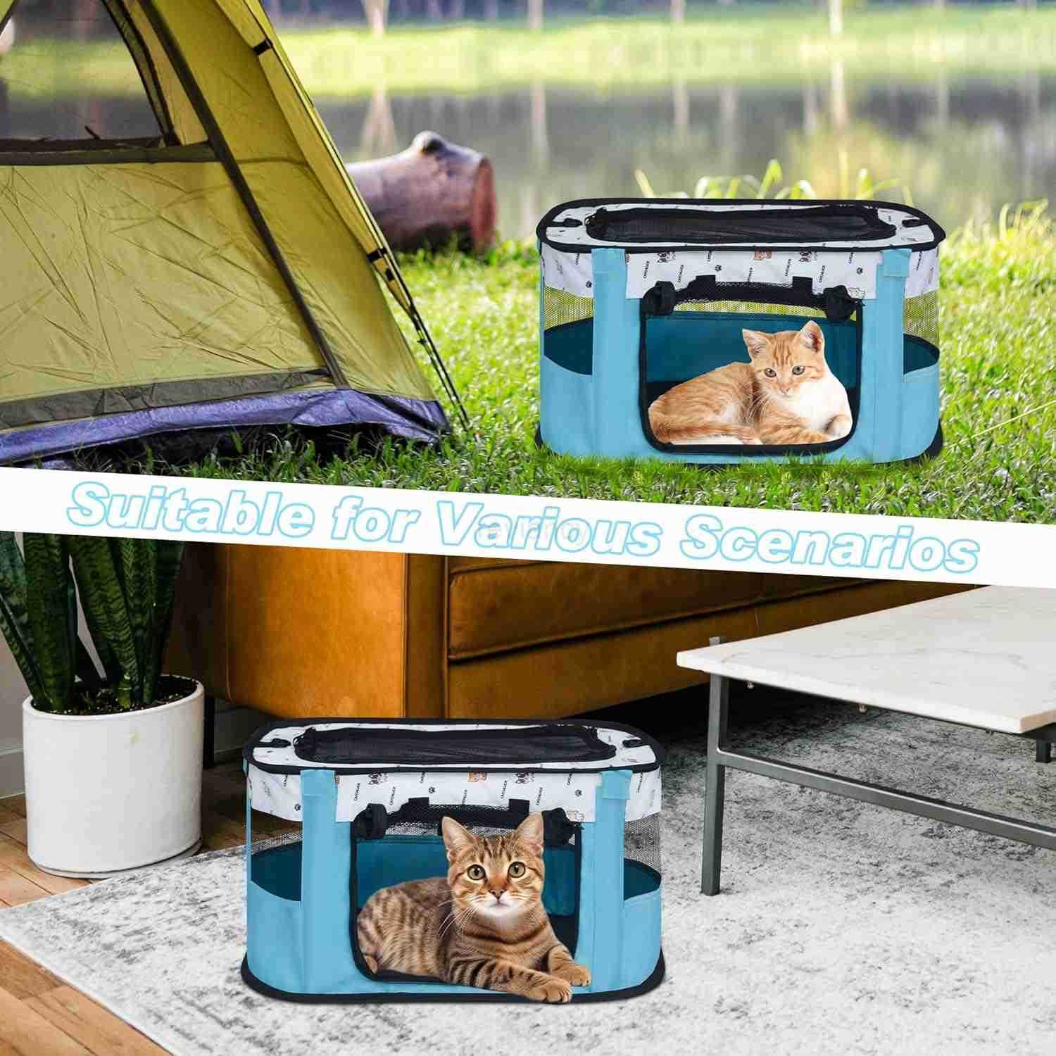 Cat Carrying Case Pet Dog Carrier SoftSided Bag Carrier Cat Bag Airline Approved Collapsible Travel Puppy Carrier BlueW250912