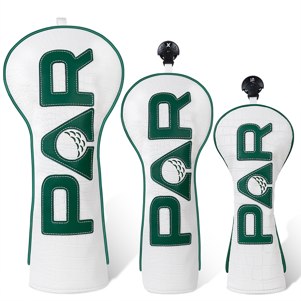 Golf Headcover Set White PU PAR Driver Fairway Hybrid Head Cover Wood Cover Club Golf Head Cover Driver Cover