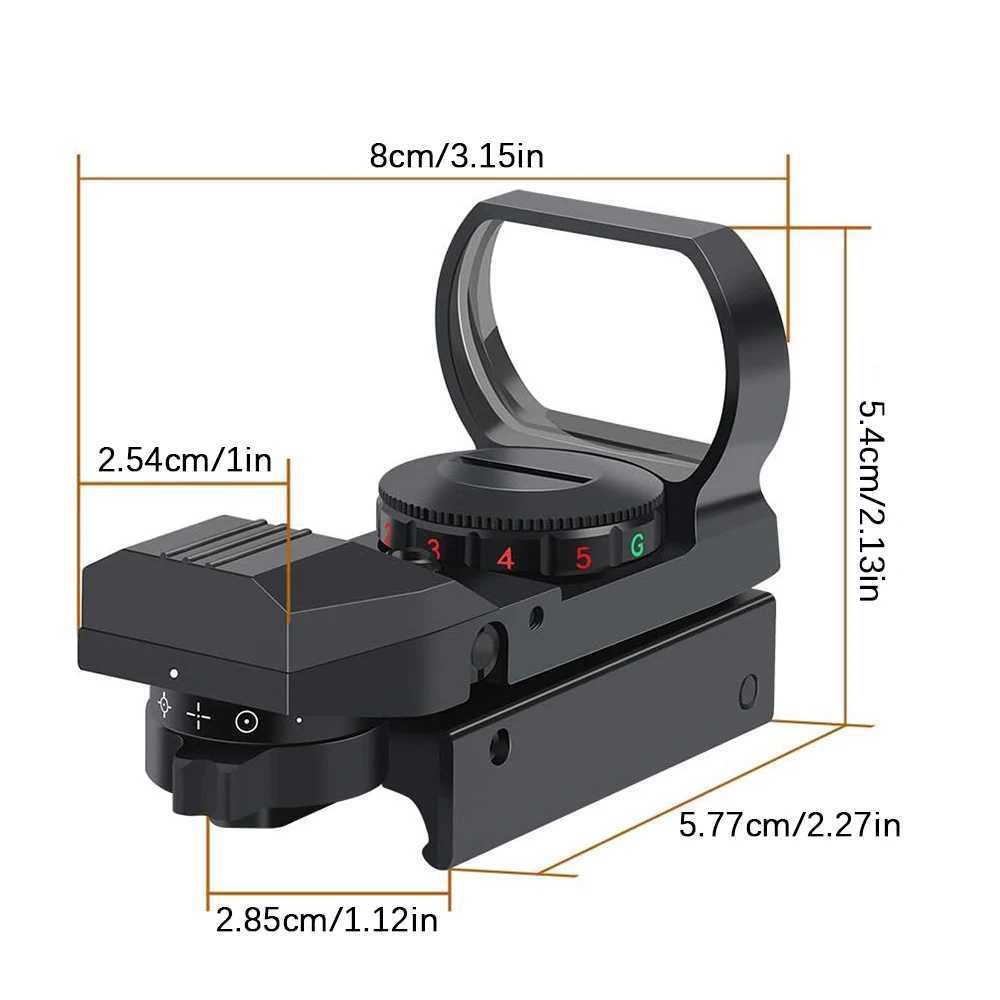 Red Green Dot Gun Sight Scope Reflex Sight 4 Adjustable Reticles Holographic Optic with 20mm Rail Mount C250912