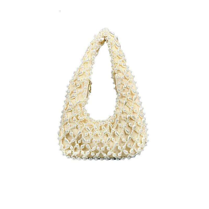 New Fashion Women Shoulder Messenger Solid Rhinestone Pearl Chain Handbags Tote Female Evening Party Crossbody Bags