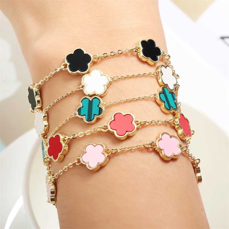 Korean Style Colorf Five Charm Bracelet For Wen Gold Plated Stainl Steel Jewelry Accory S250912