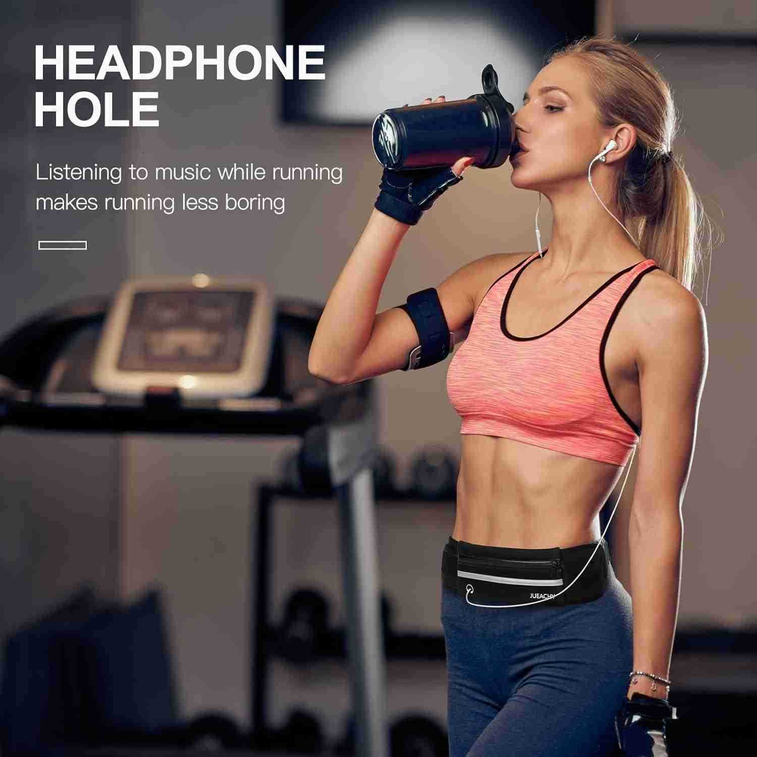 Running Belts for Women Waterproof Fanny Pack Running Waist Pouch Phone holder Adjustable Sports Money Belt with Headphone PortW250912