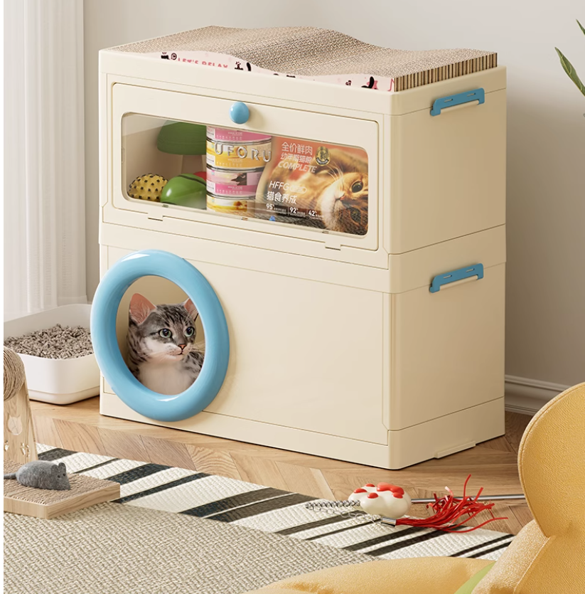 Ergonomic Cat Nap Pod: Multi-functional Pet Home w/Scratch Surface