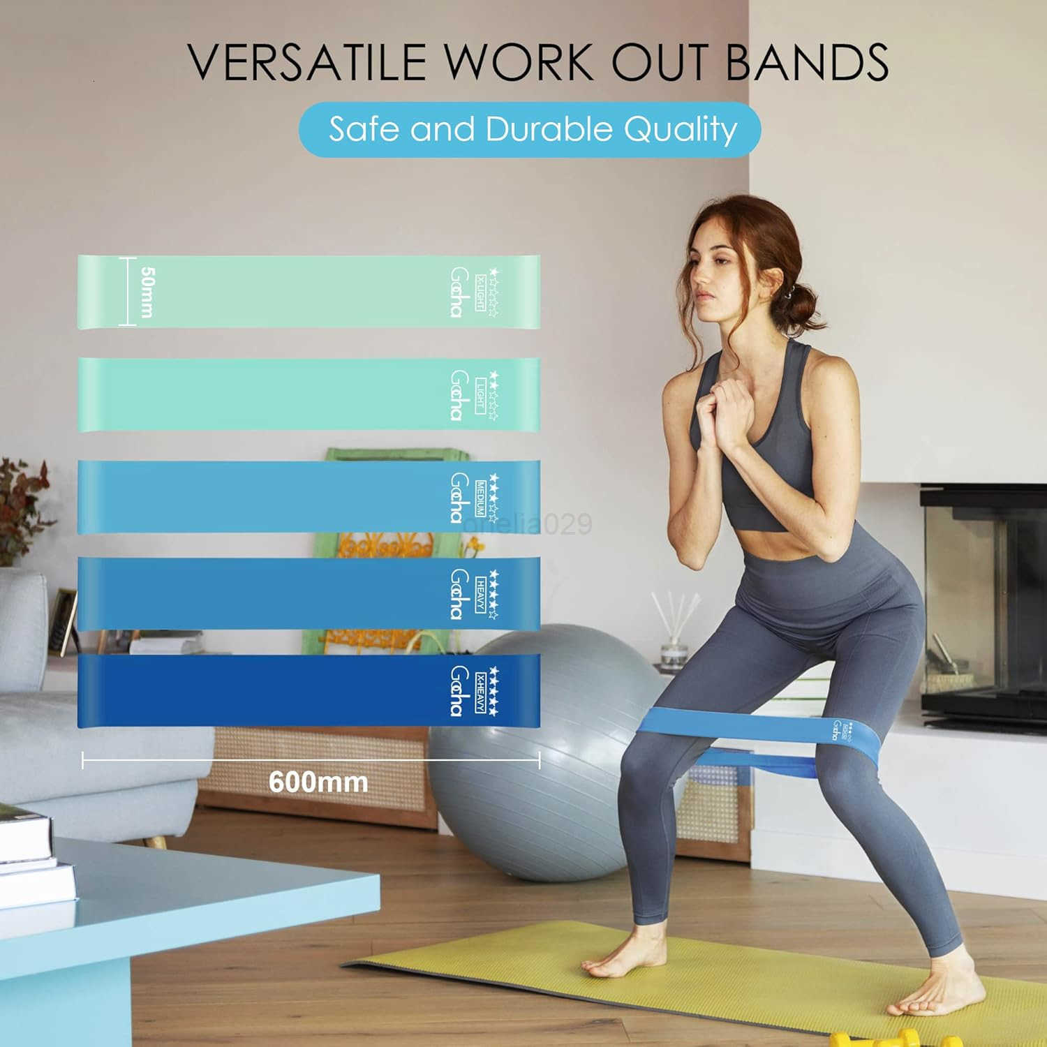 Resistance Bands Set 5 Pack Premium Natural Latex Loop Bands for Strength Training Home Workouts Physical Therapy Yoga Exercise Bands with Carry Bag X