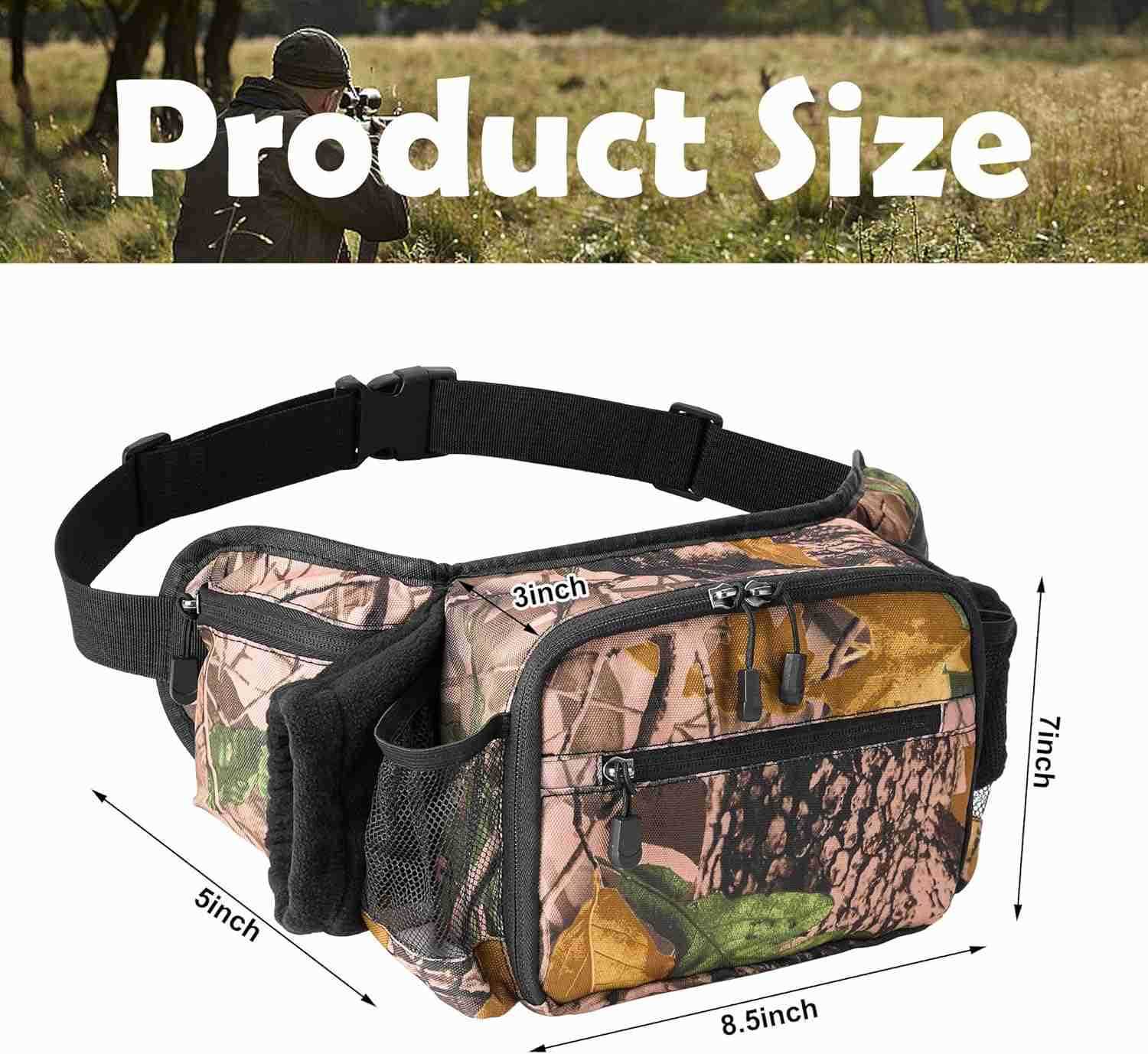 Hunting Camo Fanny Pack Waterproof Camouflage Waist Pack Bags with Handwarmer and Adjustable Belt Lightweight Hunting Waist Pouch Bag for Winter Outdo