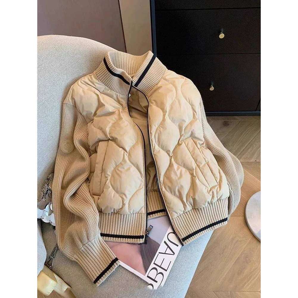 Retro Splice Knitted Cotton Jaet Lightweight Zipper Closure Youth Faion Autumn Winter Outerwear For Men And Women