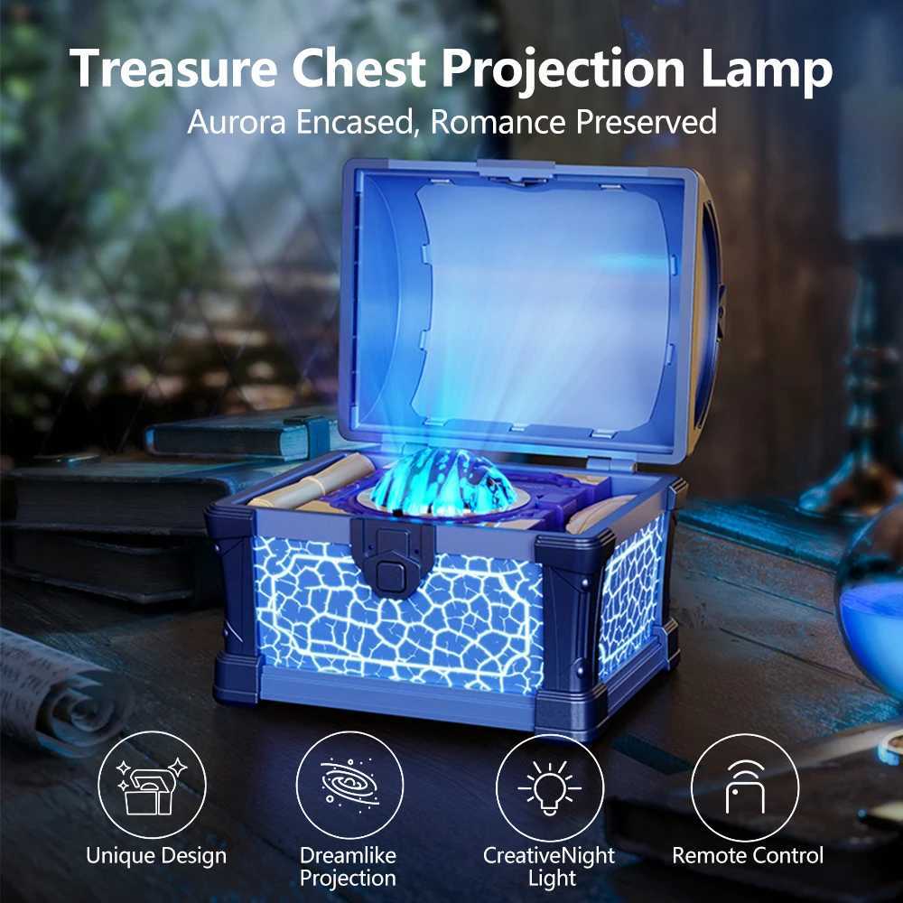 Treasure Chest Projector Night Light Bluetooth Speaker Galaxy Aurora Projection Lamp Ambient Northern Light For Room Decoration C251122
