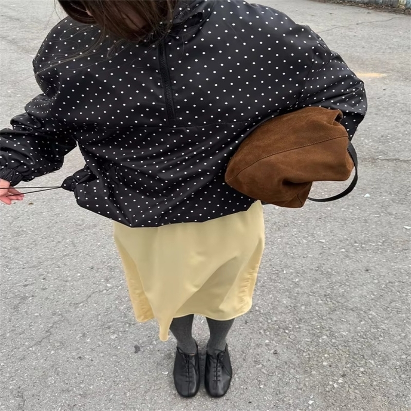 Polka Dot Printed Jackets Womens Fashion Long Sleeve Zipper Loose Short Coat Autumn Lady Daily Commute Outerwear 250911