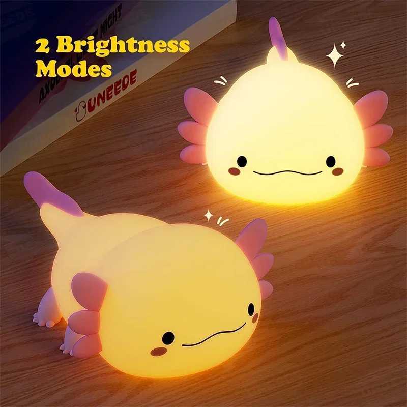 Cute Axolotl Night Light Silicone Nursery Sleeping Lamp Touch Control Nightlights USB Rechargeable Table Lamp for Baby Child C250912