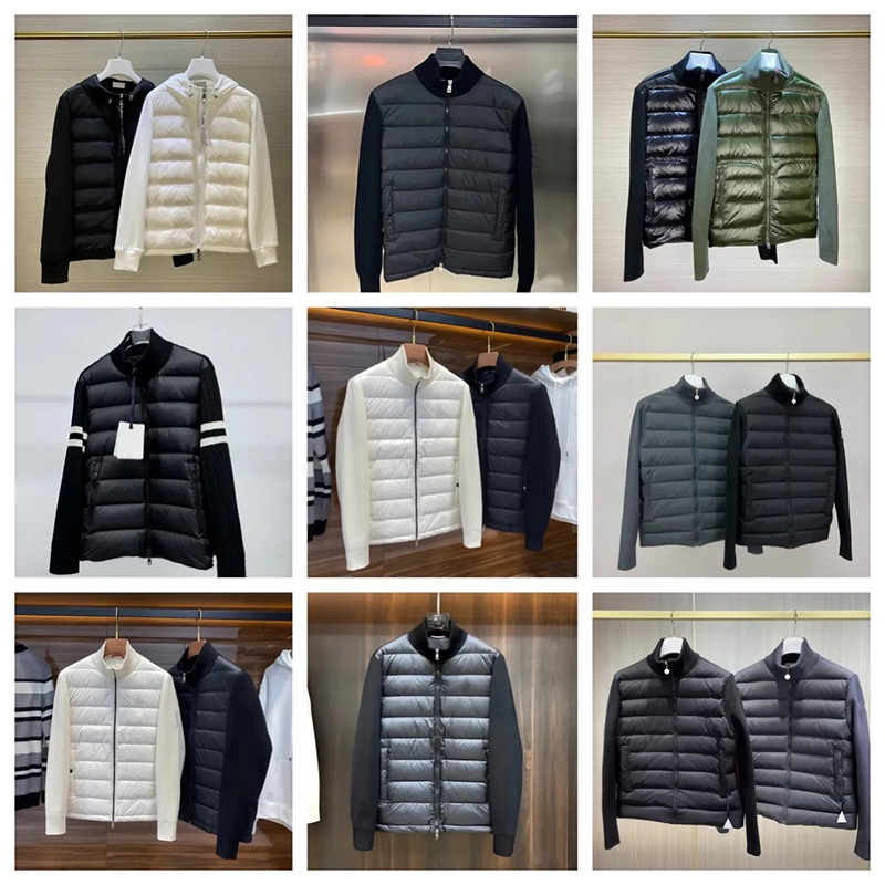 winter men Down jackets jacket designer parkas coat down jacket womens embroidered badge stand collar knitted splice sweater lightweight sweater casual jacket