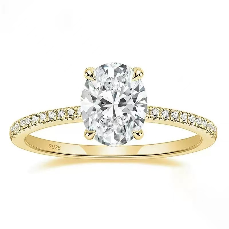 Hot Sale Engagement Ring 18k Solid Gold 3CT Oval D/VVS Moissanite Diamond Rings Fine Jewelry Rings