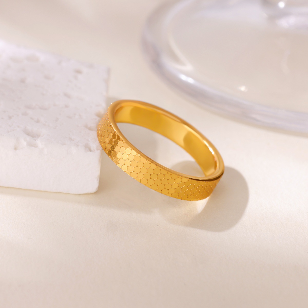 Elegant Crystalline Band: Stylish Gold Wide Bracelet Embellished with Shimmering CZ Stones