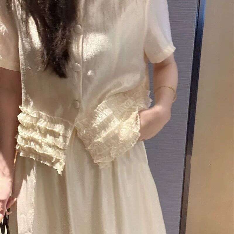 DHEssentials Lightweight Chanel Style Fashion Ruffled Short Sleeve Blazer 2025 Summer New Design Single Top for Women