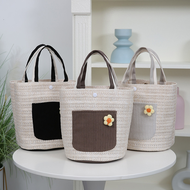 Summer Trend Hot Selling Handheld Straw Bag For Women New Fashion Color Block Shoulder Bag Large Capacity Luxury Bag Designer Bag Free Shipping Tote B