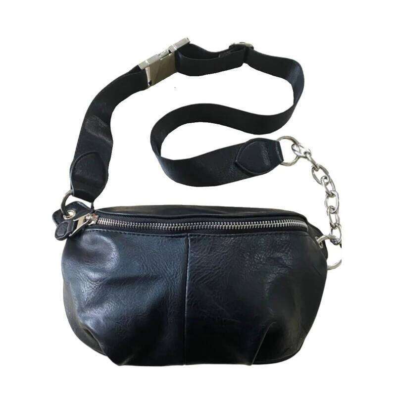 Designer Bags High Quality Black Chest Bag 2025 Hit Genuine Leather Fashion Chain Wide Strap Crossbody New In Casual Trend Female Bags Luxury Bag