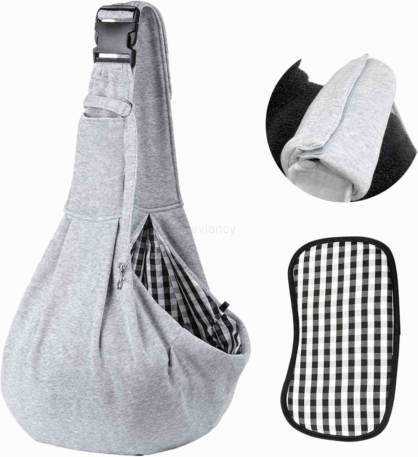 Dog Sling Carrier for Small Dogs Cat Puppy Pets Up to 165lbs Comfy Hard Bottom Support Adjustable Padded Shoulder Strap HandsFree Dog Carrier Sling Ba