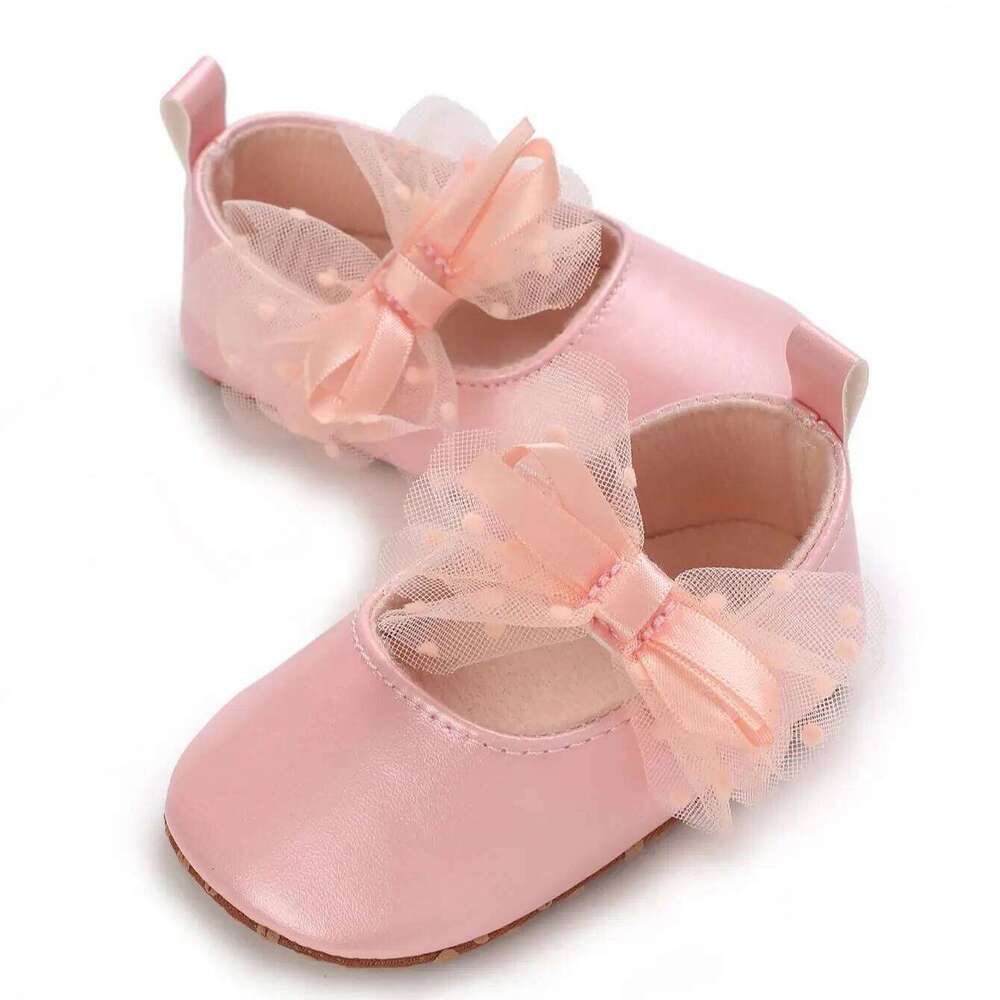 "Baby Girl First Shoes 0-18M - Bow Detail Mary Janes | Princess Soft Walkers"