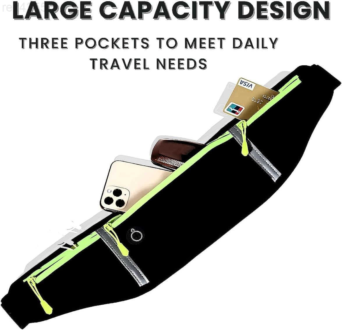 Slim Running Belt for Women Men Adjustable Waist Pack for Phone Keys Cards and Cash Ideal Fanny Pack During the Running Workouts Hiking and TravelW250