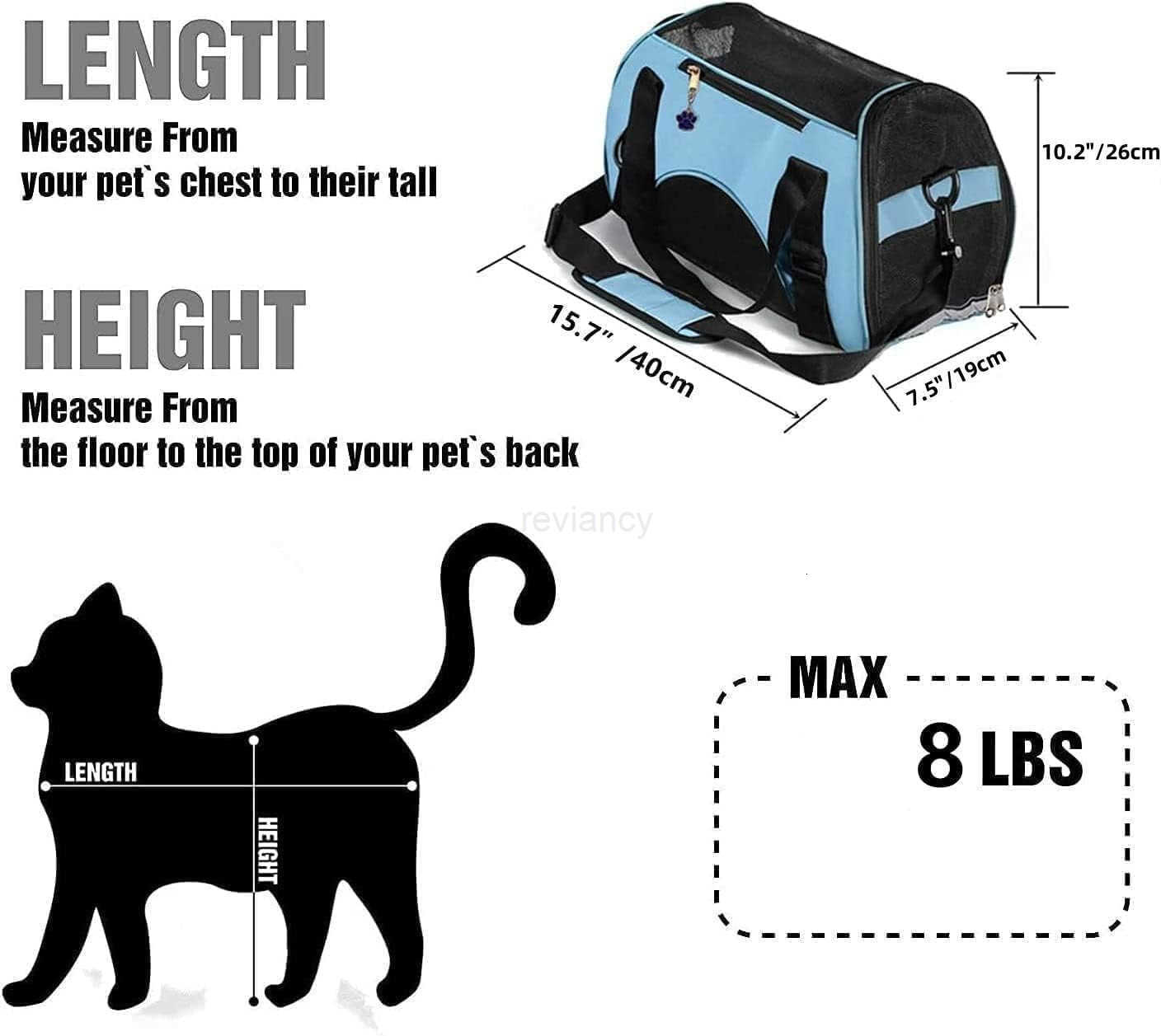 Cat CarrierSoftSided Pet Travel Carrier for CatsDogs Puppy Comfort Portable Foldable Pet Bag Airline Approved Small BlueW250911
