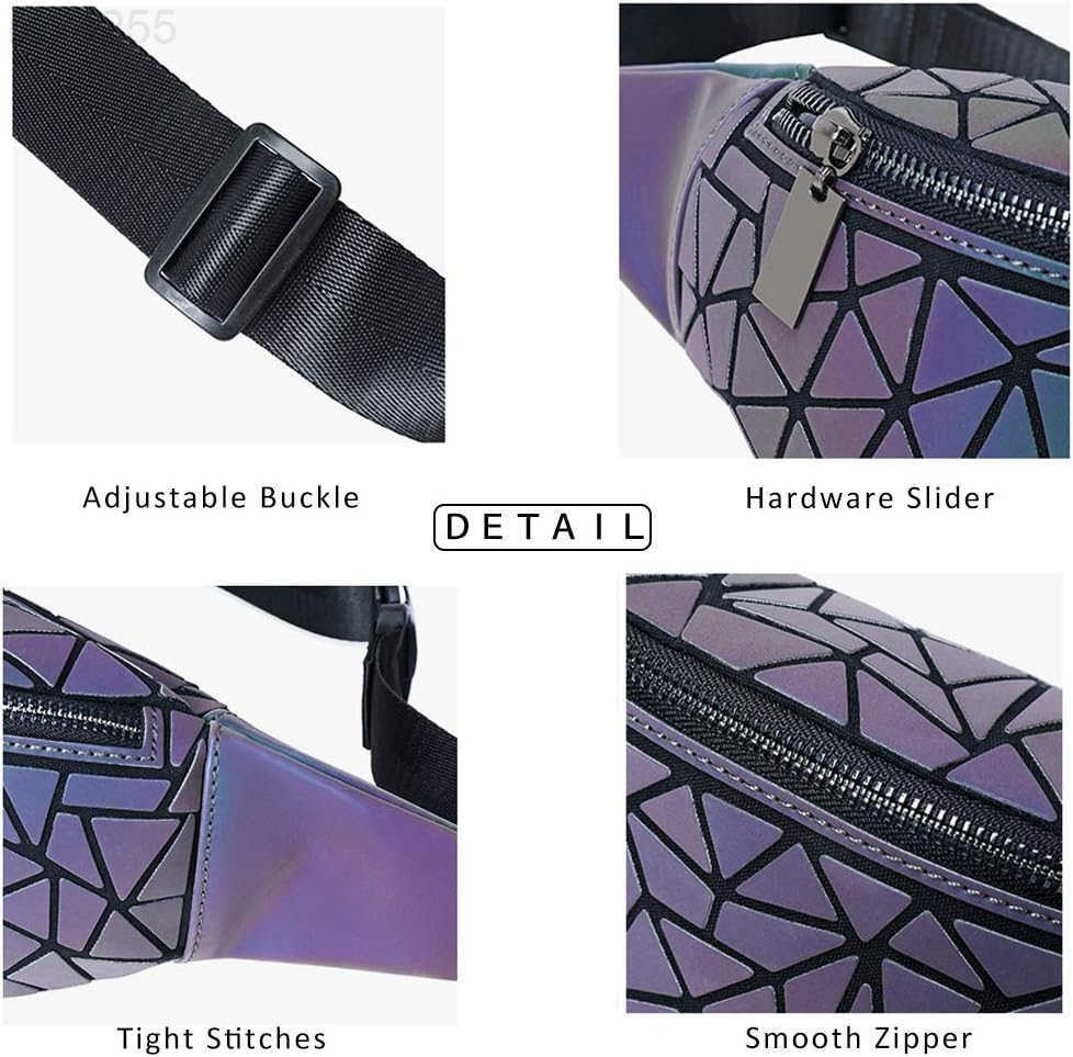 Fanny Packs for Women Men Luminous Holographic Chest Bag Geometric Waist Pack for Travel Festival Running SportsW250912