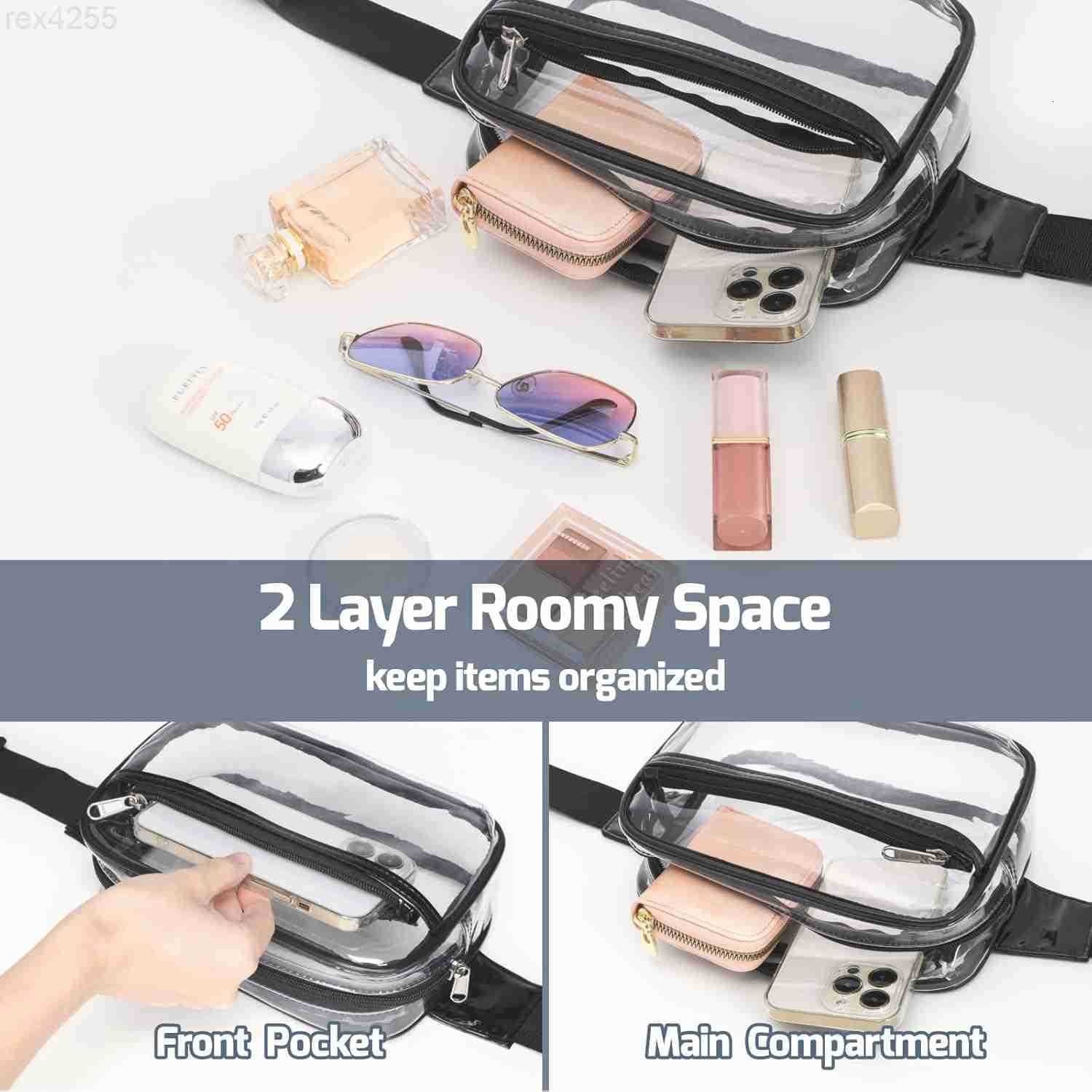 Clear Belt Bag Clear Fanny Pack Stadium Approved for Women Large Transparent Waist Bag for Sports Events Concerts Festivals BlackW250912