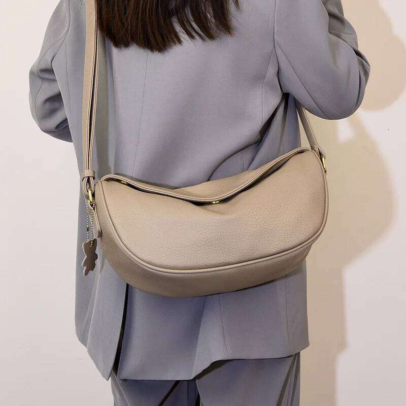 100% Genuine Leather Women Shoulder Bag Brand Ladies Handbag Designers Half Moon Cowhide Female Messenger Bags Bolsas