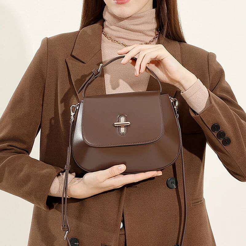 Hifashion Genuine Leather Saddle Small Shoulder Crossbody Bags For Women 2025 Trend Designer Purses Tote Ladies Handbags